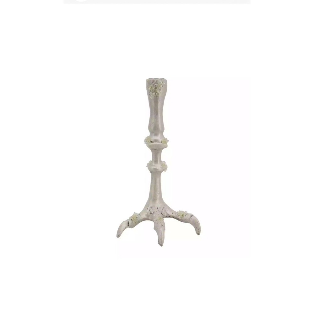 Halloween Claw Hand White Pearl Candlestick Décor 9" Spooky Talons Raven Crow